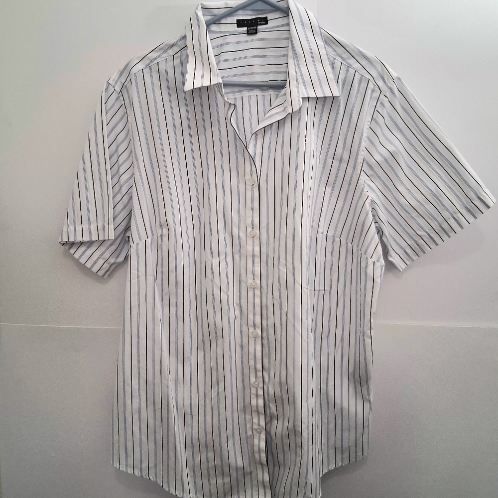 🎉CINTAS Women's Blue Striped Button Down Shirt